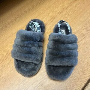 Grey Fluffy Ugg Slippers